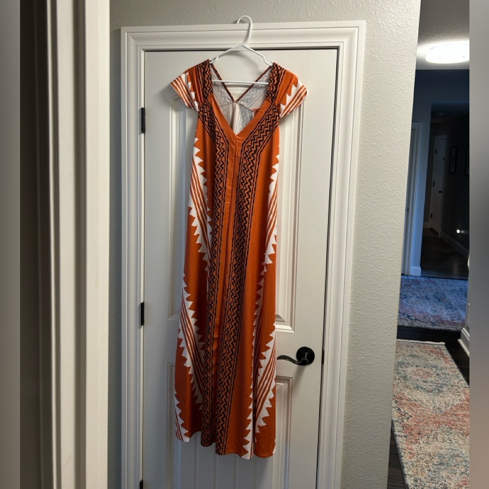 Orange Geometric Maxi Dress